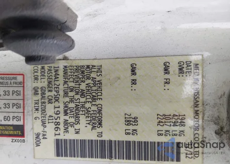 2013 Nissan Altima 2.5 S z USA, uszkodzony, nr VIN 1N4AL2EP5DC195861